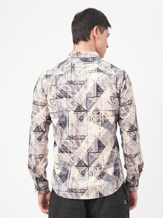 Graffito Grey & Ivory Corduroy Shirt
