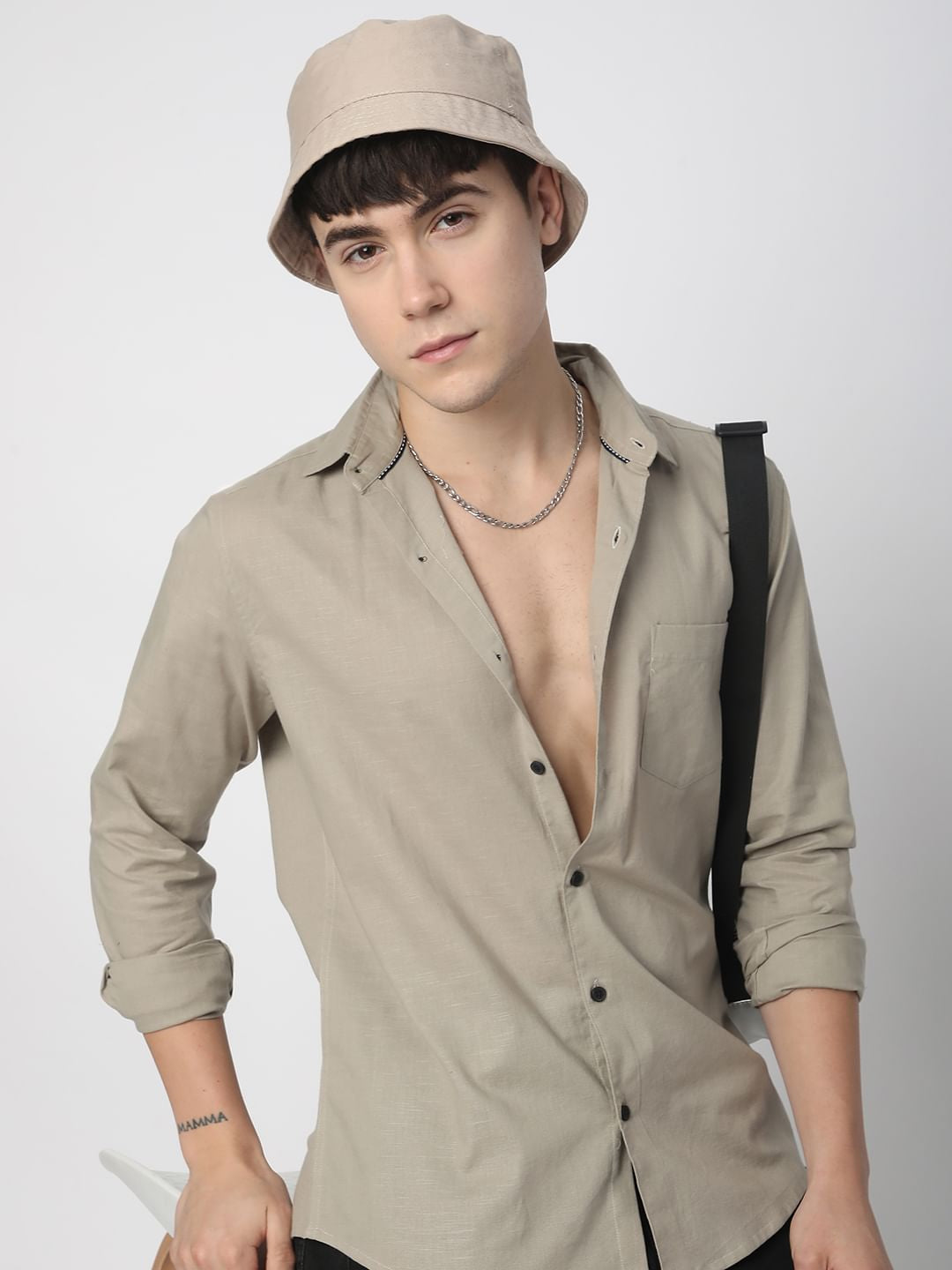 Classic Minimalist Beige Textured Shirt