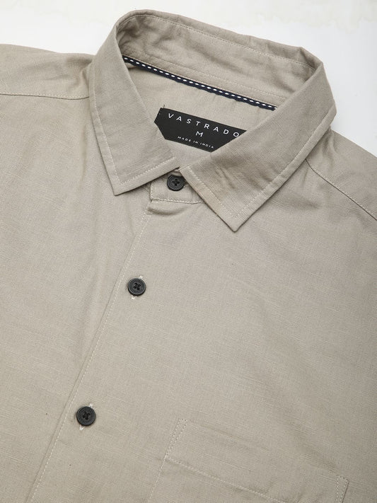 Classic Minimalist Beige Textured Shirt