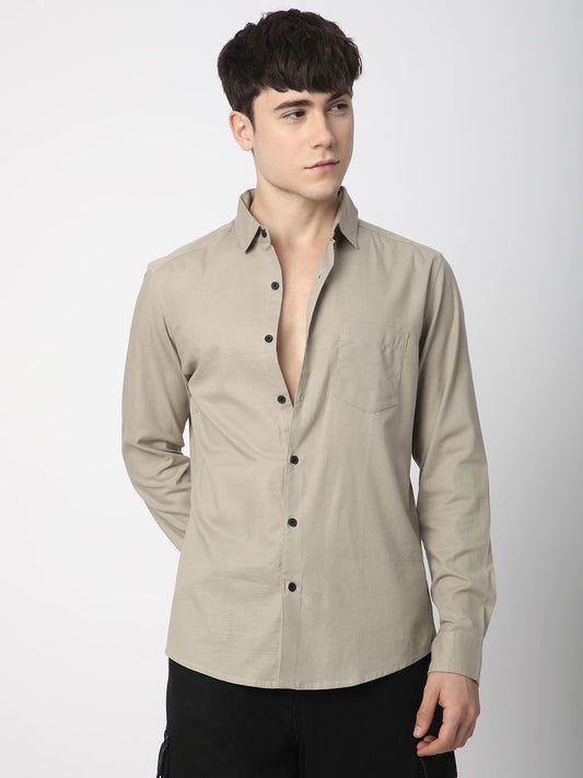 Classic Minimalist Beige Textured Shirt