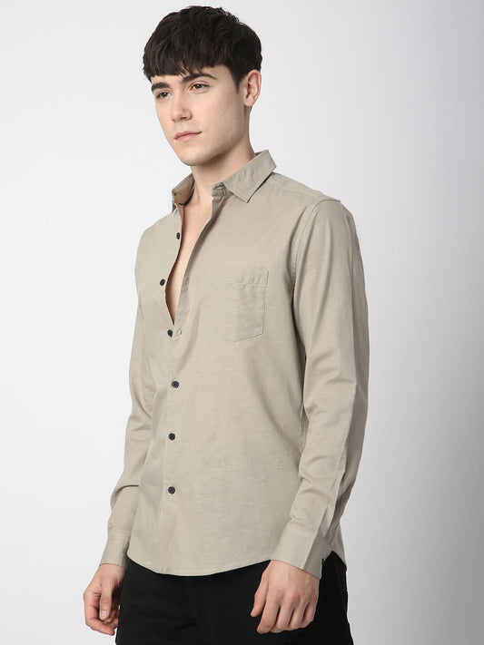 Classic Minimalist Beige Textured Shirt