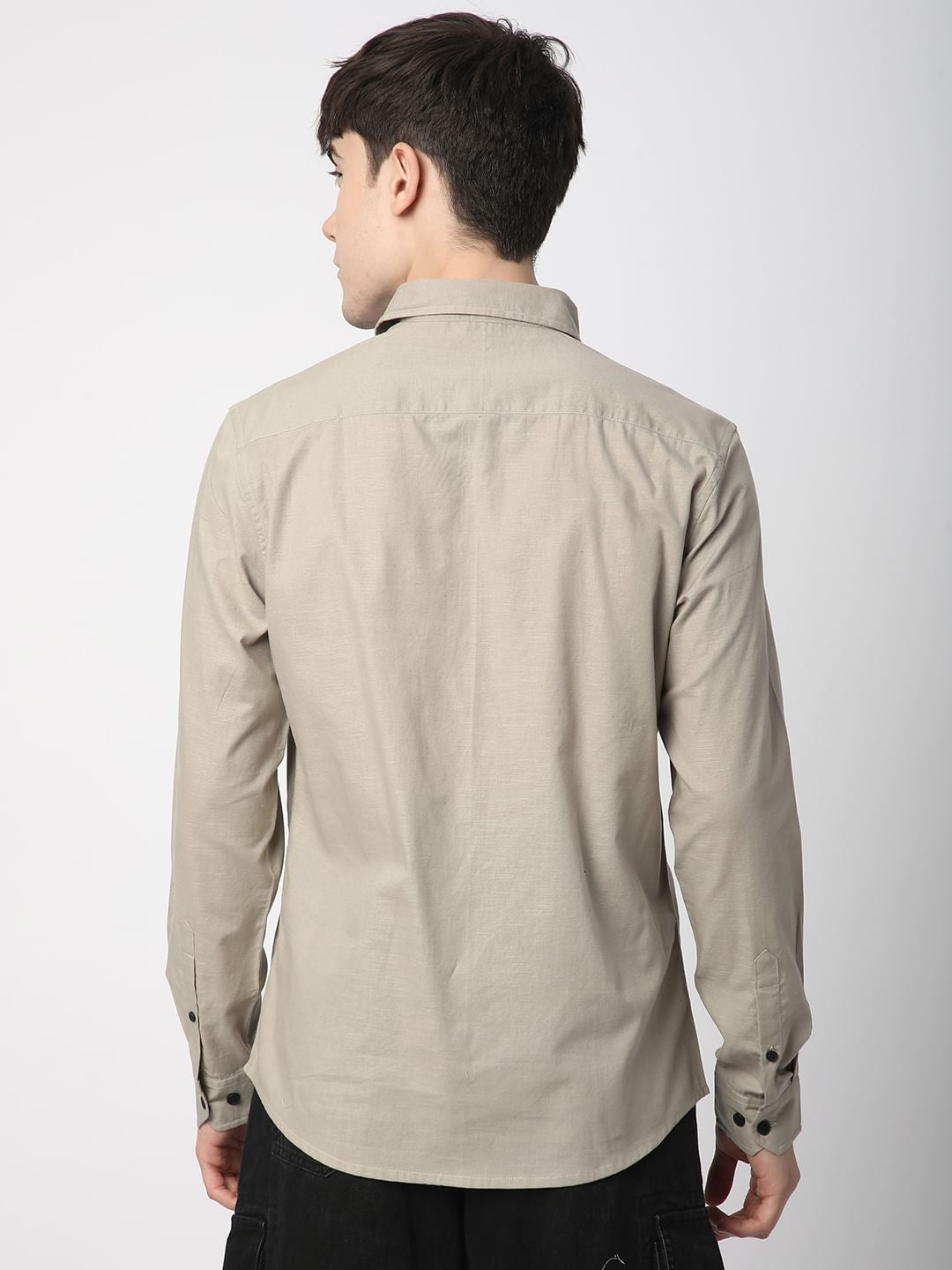 Classic Minimalist Beige Textured Shirt