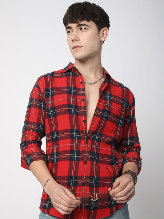 Flannel Red & Black Plaid Checks Shirt