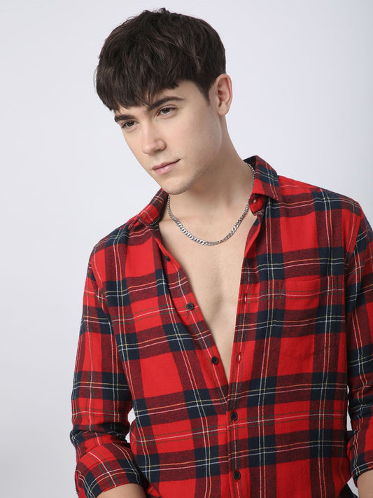 Flannel Red & Black Plaid Checks Shirt