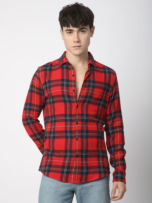Flannel Red & Black Plaid Checks Shirt