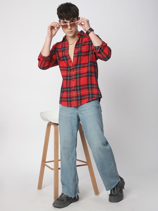 Flannel Red & Black Plaid Checks Shirt