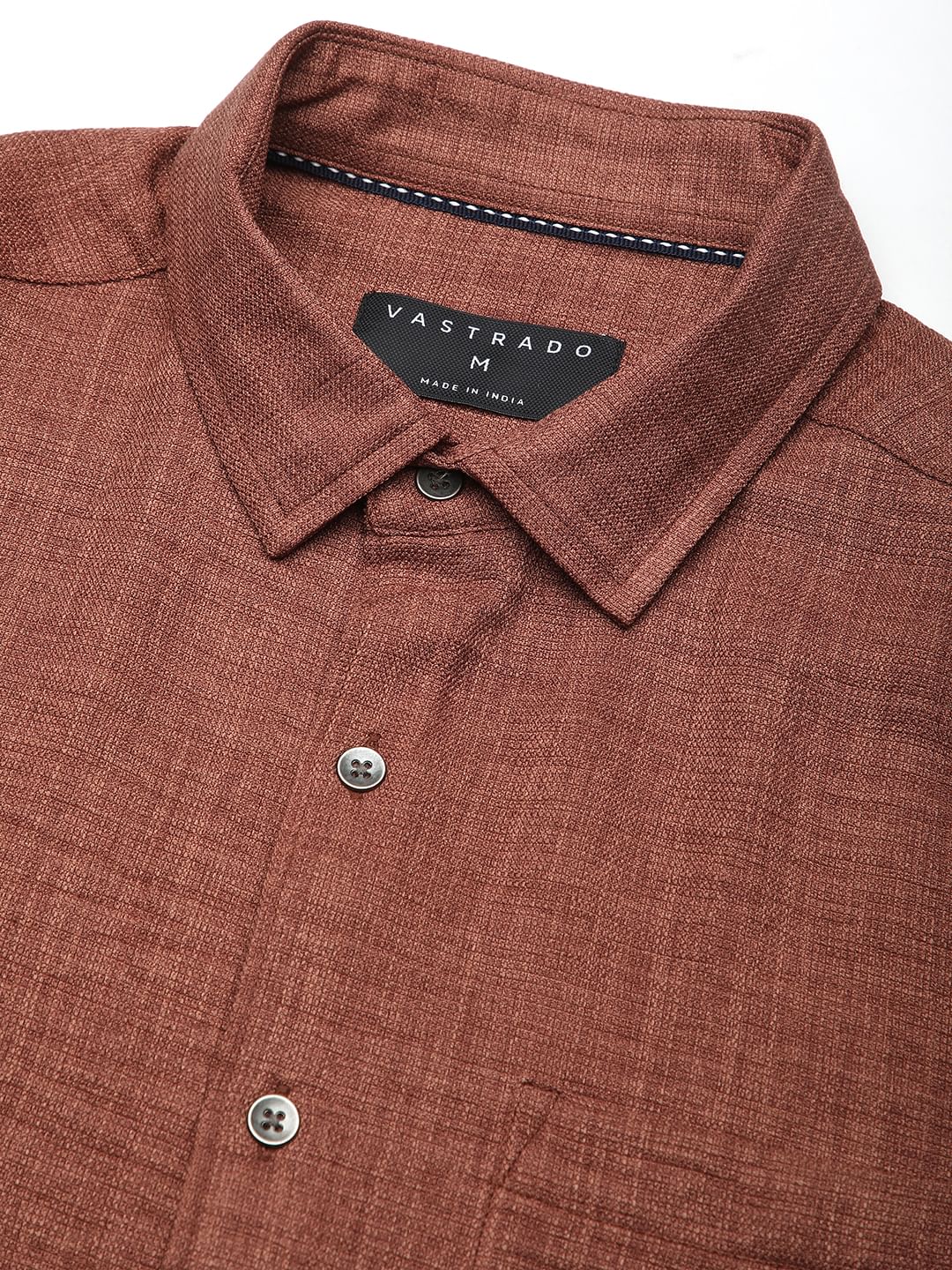Auxfo Rust Brown Crinkled Linen Shirt