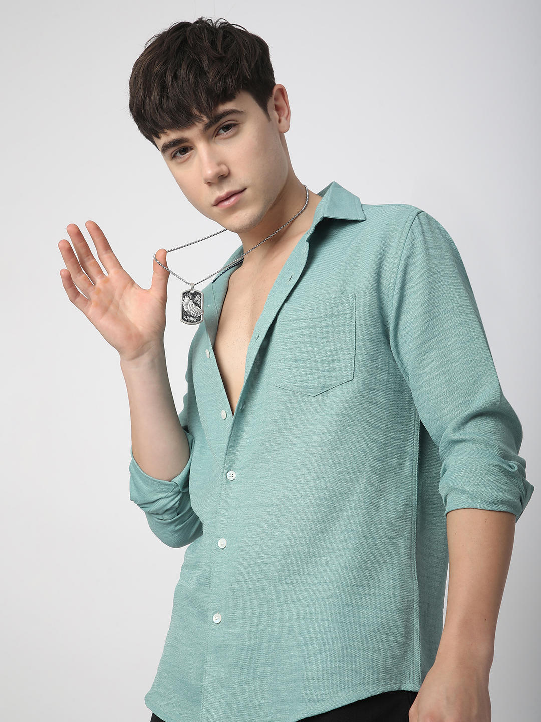 Solid Sea-foam Green Linen Shirt