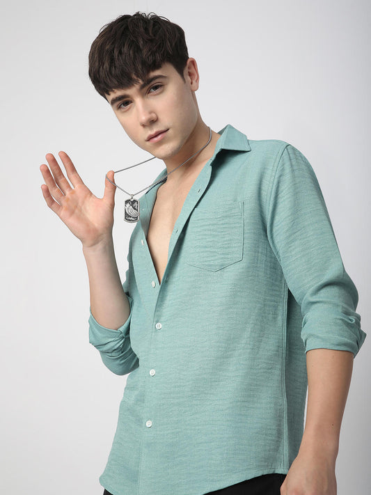 Solid Sea-foam Green Linen Shirt