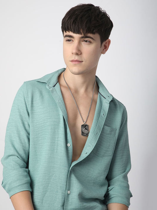Solid Sea-foam Green Linen Shirt