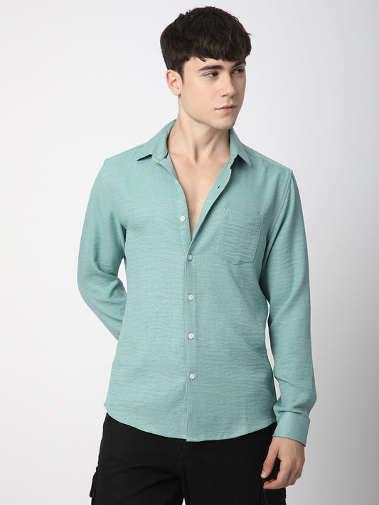 Solid Sea-foam Green Linen Shirt