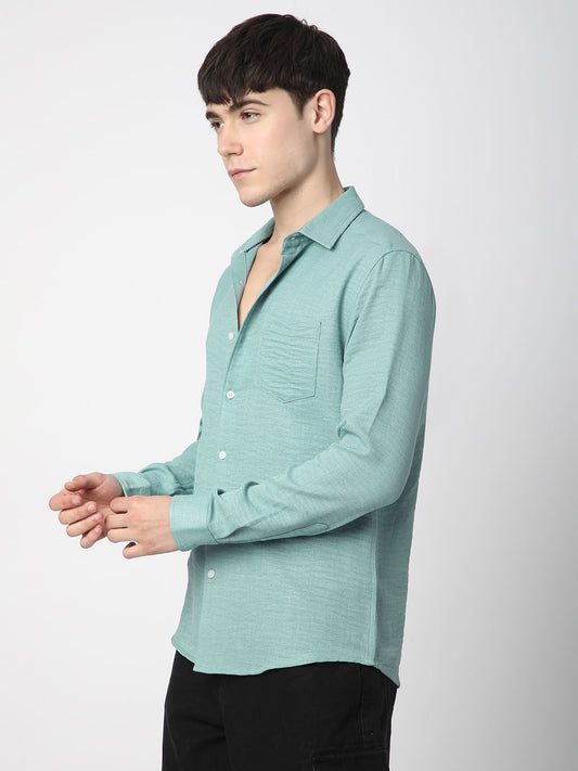 Solid Sea-foam Green Linen Shirt