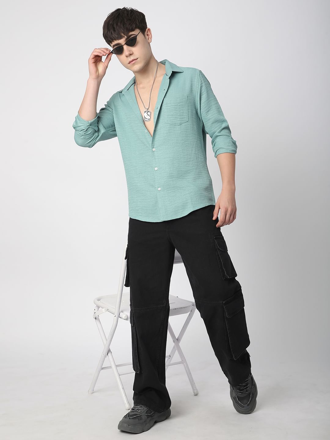 Solid Sea-foam Green Linen Shirt