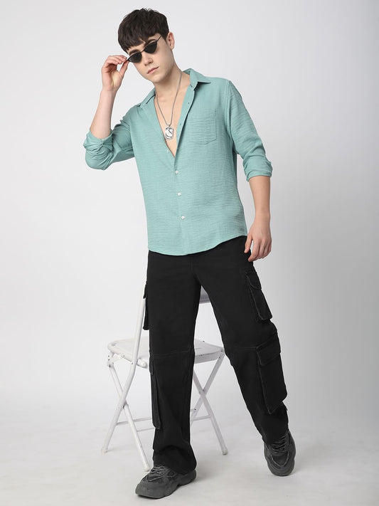 Solid Sea-foam Green Linen Shirt