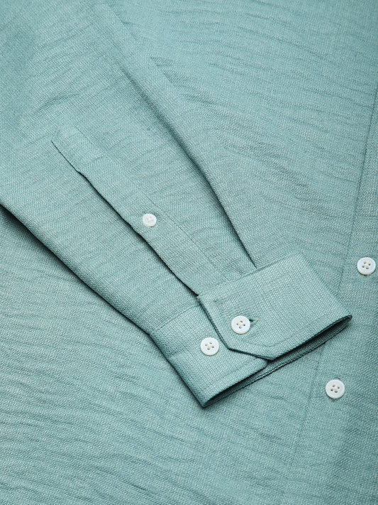 Solid Sea-foam Green Linen Shirt