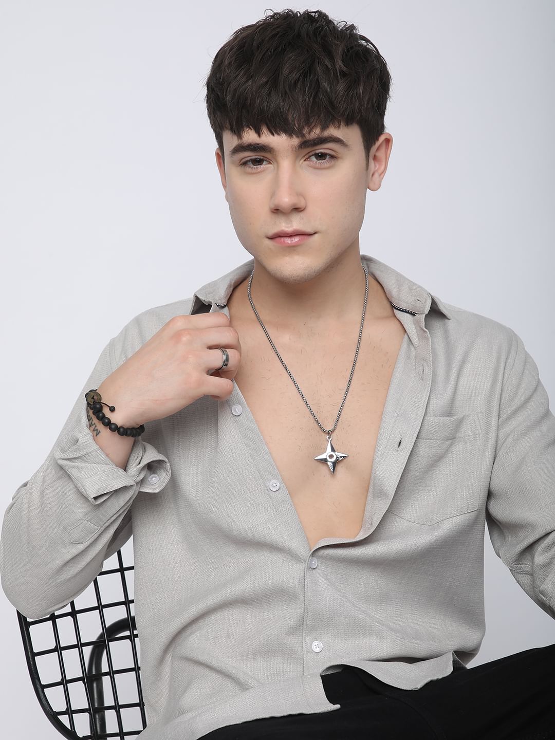 Solid Cloud Grey Linen Shirt