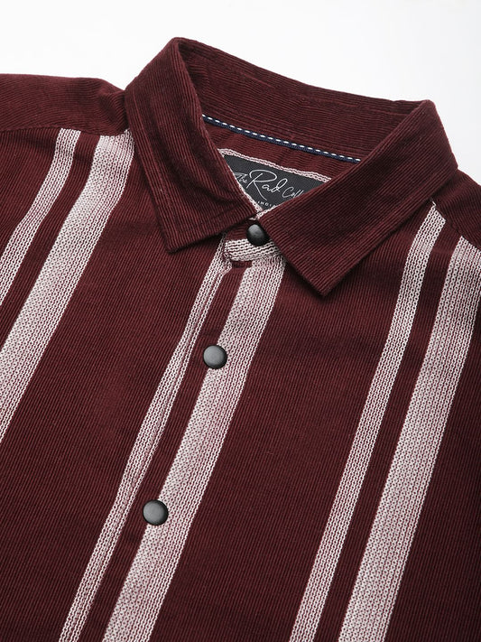 Haute Maroon Striped Corduroy Shirt
