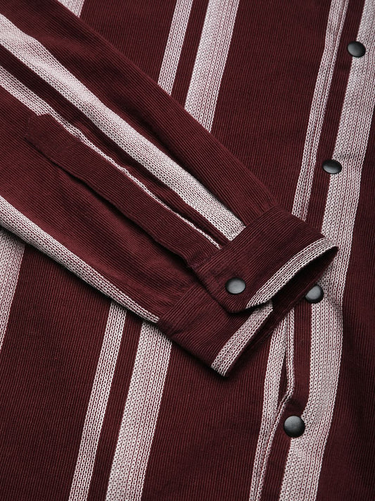 Haute Maroon Striped Corduroy Shirt