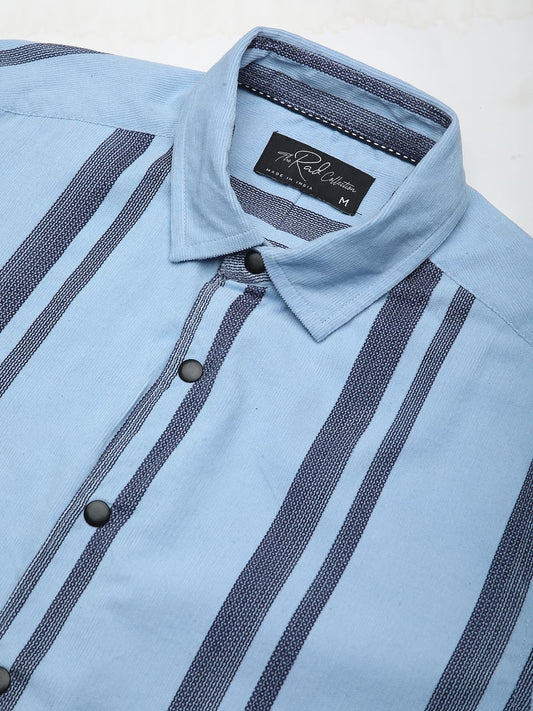 Haute Arctic Blue Striped Corduroy Shirt