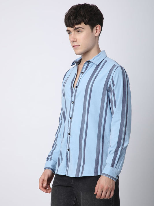 Haute Arctic Blue Striped Corduroy Shirt