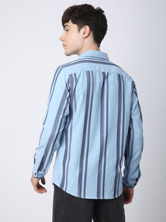 Haute Arctic Blue Striped Corduroy Shirt