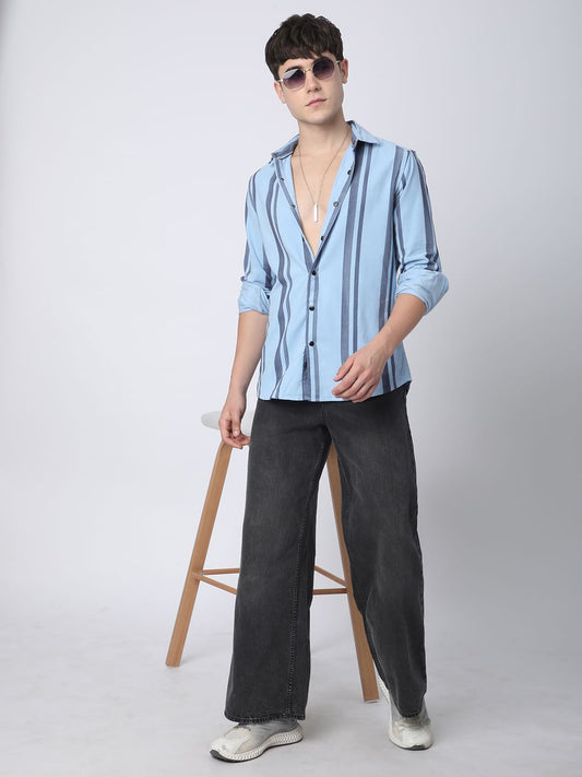 Haute Arctic Blue Striped Corduroy Shirt