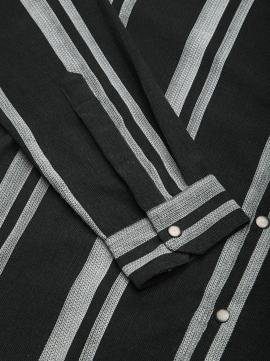 Vintage Olive & White Striped Corduroy Shirt