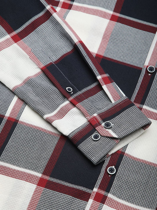 Premium Cotton Navy & White Broad Checks Shirt