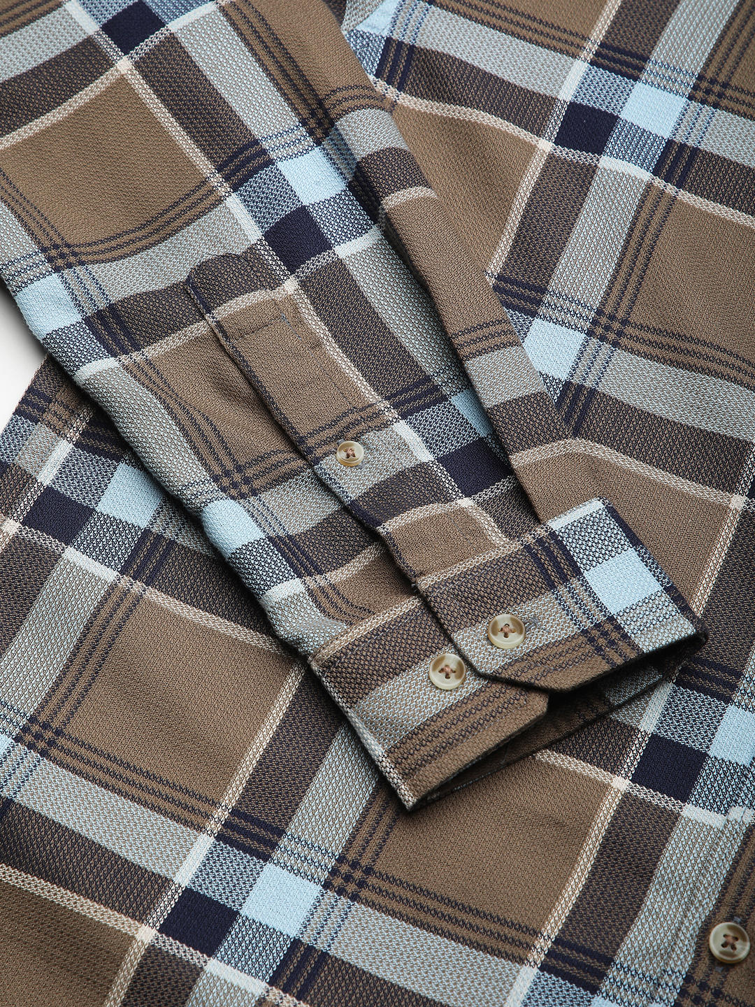 Premium Cotton Brown & Navy Tartanique Checked Shirt