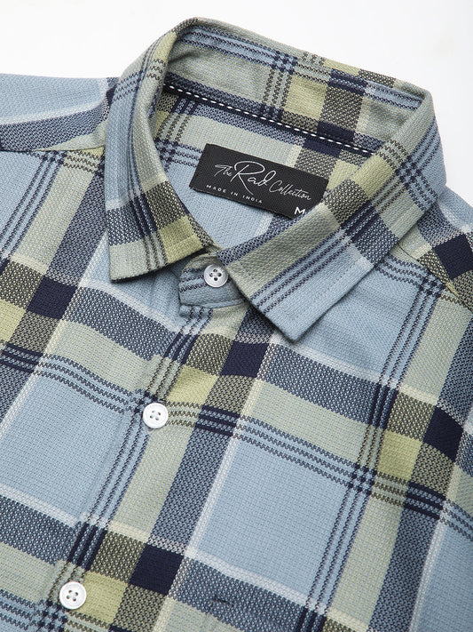 Premium Cotton Blue & Green Tartan Checks Shirt