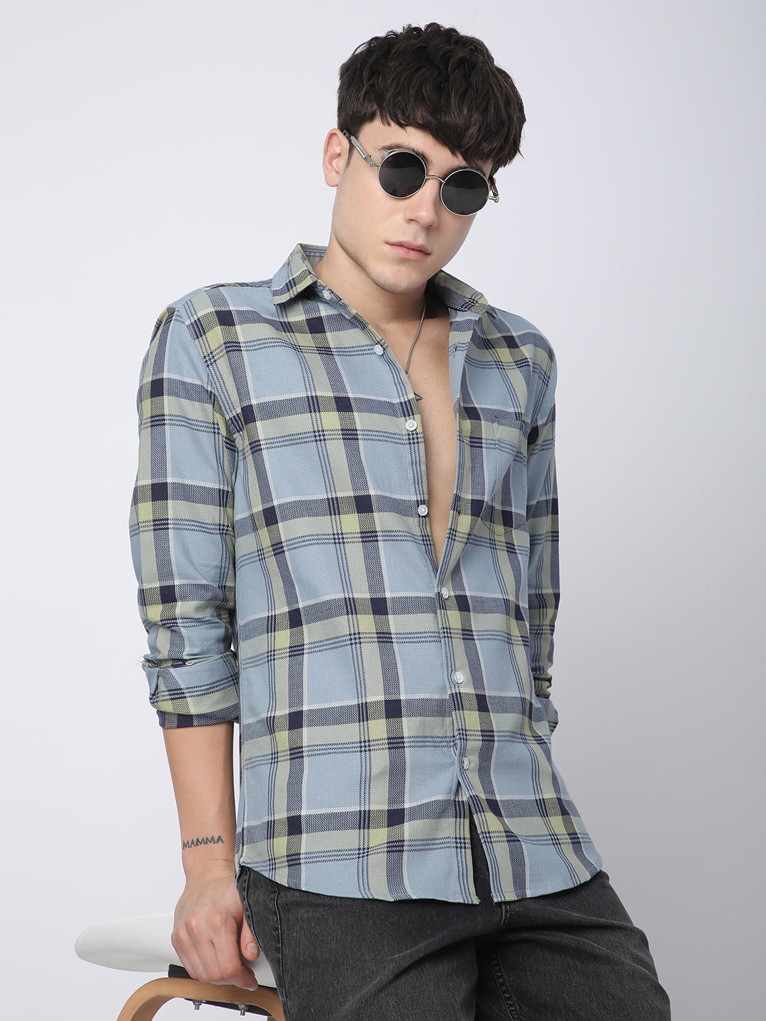 Premium Cotton Blue & Green Tartan Checks Shirt