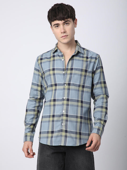 Premium Cotton Blue & Green Tartan Checks Shirt