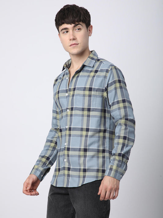 Premium Cotton Blue & Green Tartan Checks Shirt