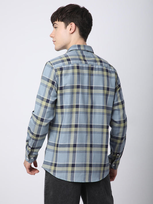 Premium Cotton Blue & Green Tartan Checks Shirt