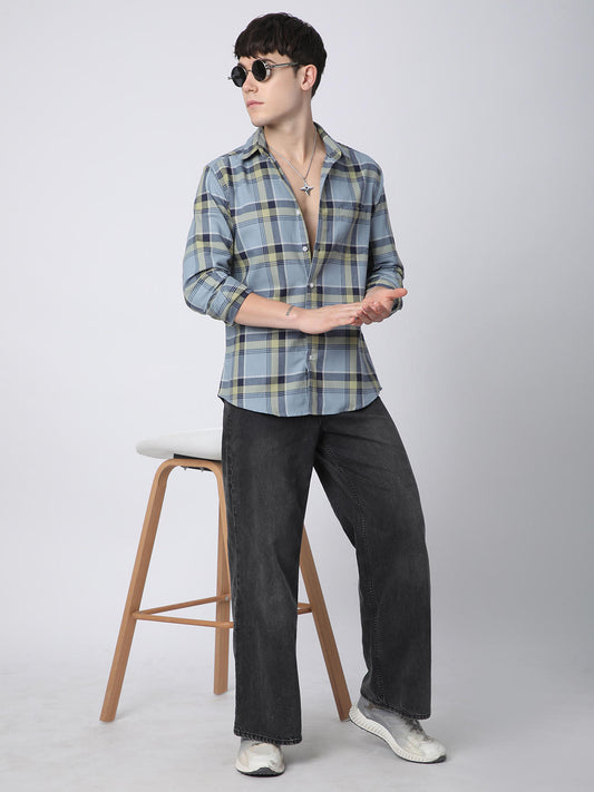 Premium Cotton Blue & Green Tartan Checks Shirt