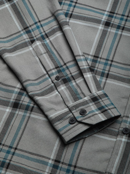 Premium Cotton Grey & Black Tartan Checks Shirt