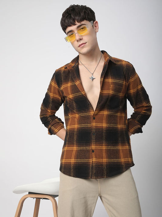 Super Soft Flannel Umber Brown Checkered Shirt