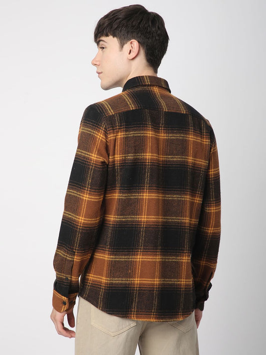 Super Soft Flannel Umber Brown Checkered Shirt
