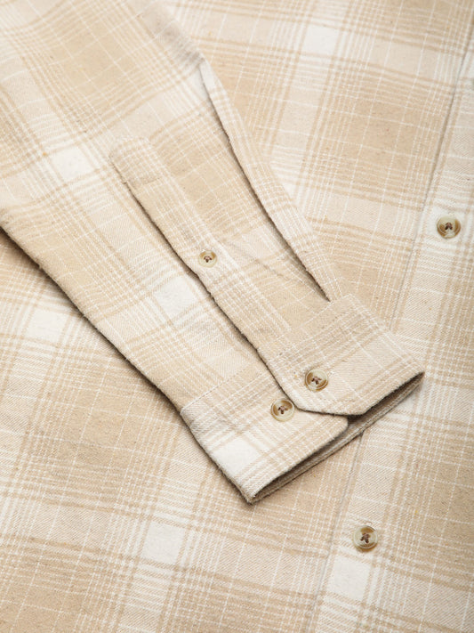 Beige Tattersall Checked Flannel Shirt