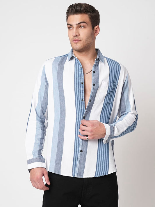 Denim Elegance Striped Shirt