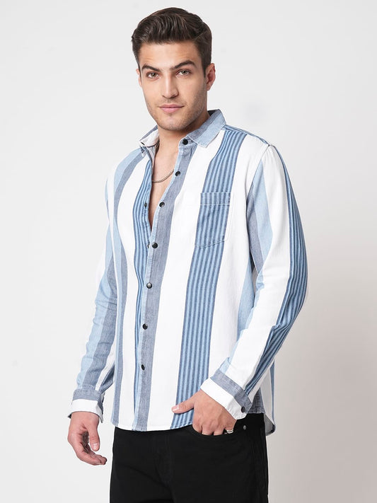 Denim Elegance Striped Shirt