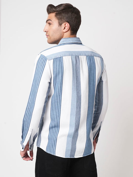 Denim Elegance Striped Shirt