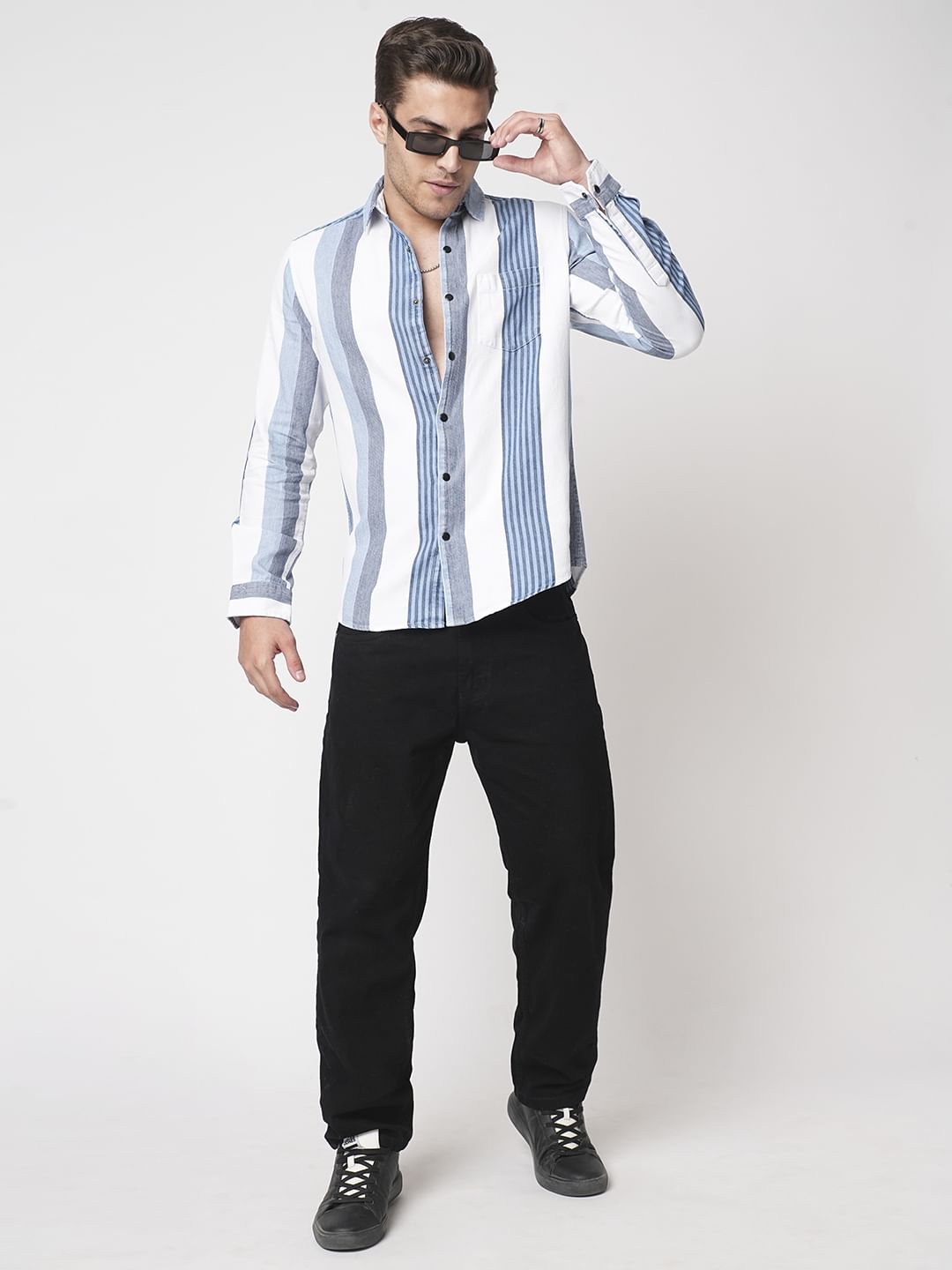 Denim Elegance Striped Shirt