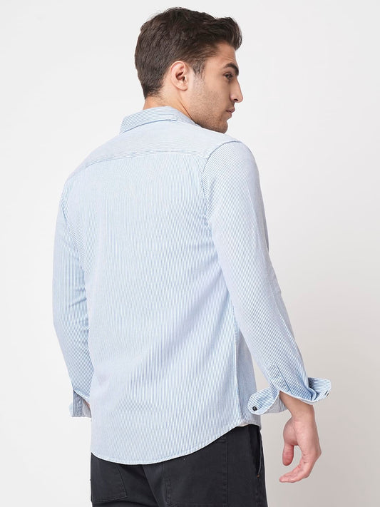 Denim Blue Pencil Stripe Shirt