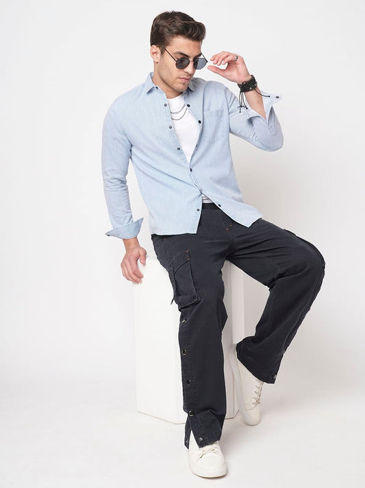 Denim Blue Pencil Stripe Shirt