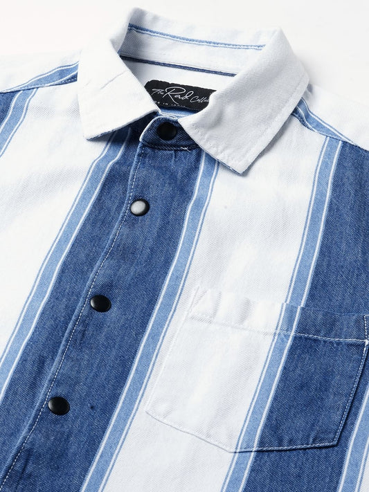 Denim Elegance Broad Stripe Shirt