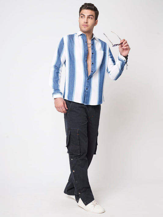 Denim Elegance Broad Stripe Shirt