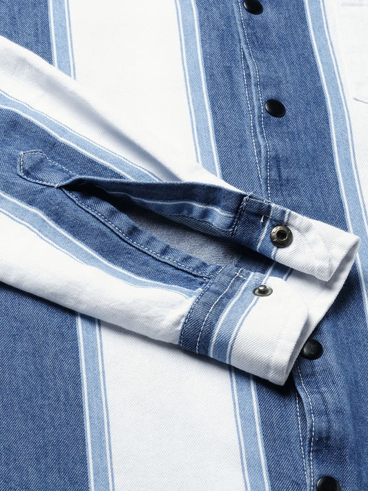 Denim Elegance Broad Stripe Shirt