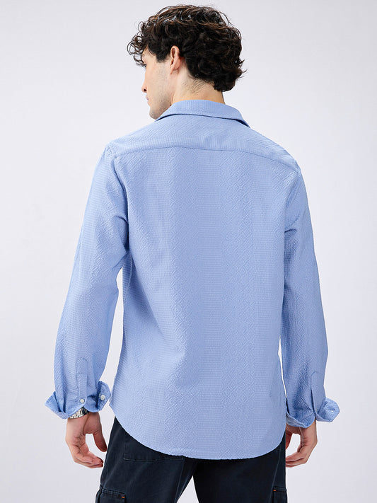 Carolina Blue Diamond Weave Textured Shirt