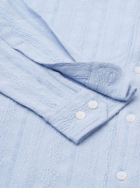 Exquisite Baby Blue Jacquard Shirt
